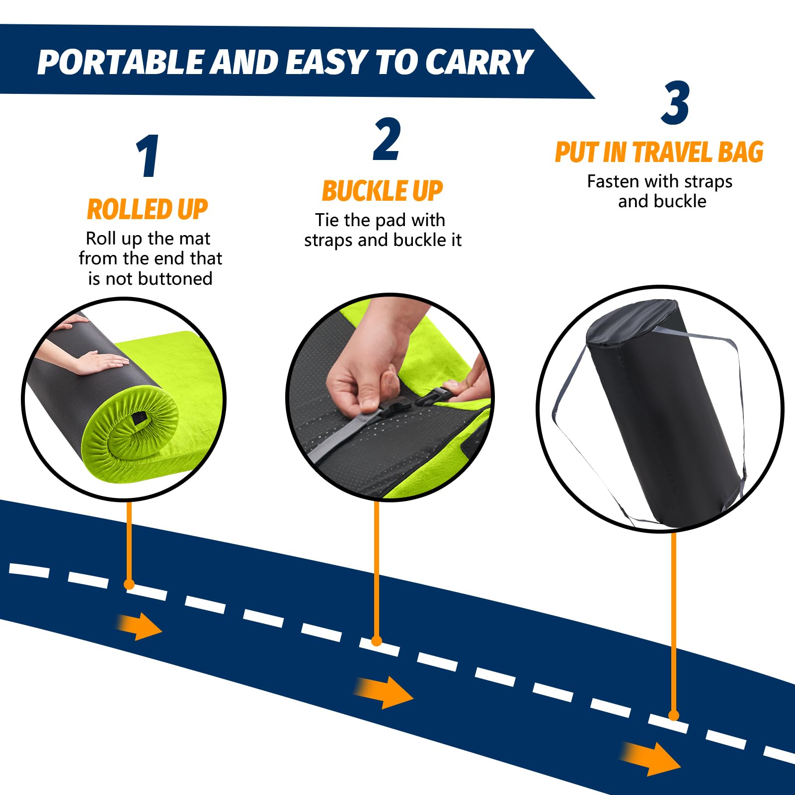 Portable Memory Foam Camping Mattress Pad with Travel Bag