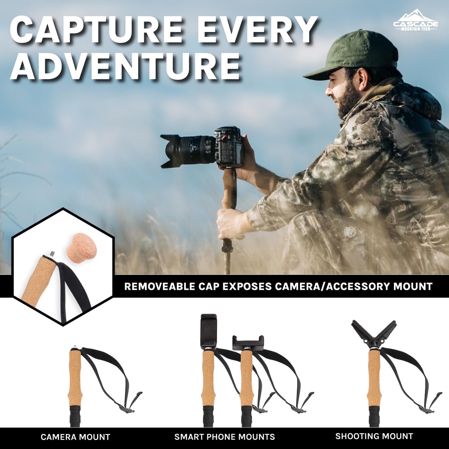 Carbon Fiber Trekking Poles with Adjustable Quick Locks