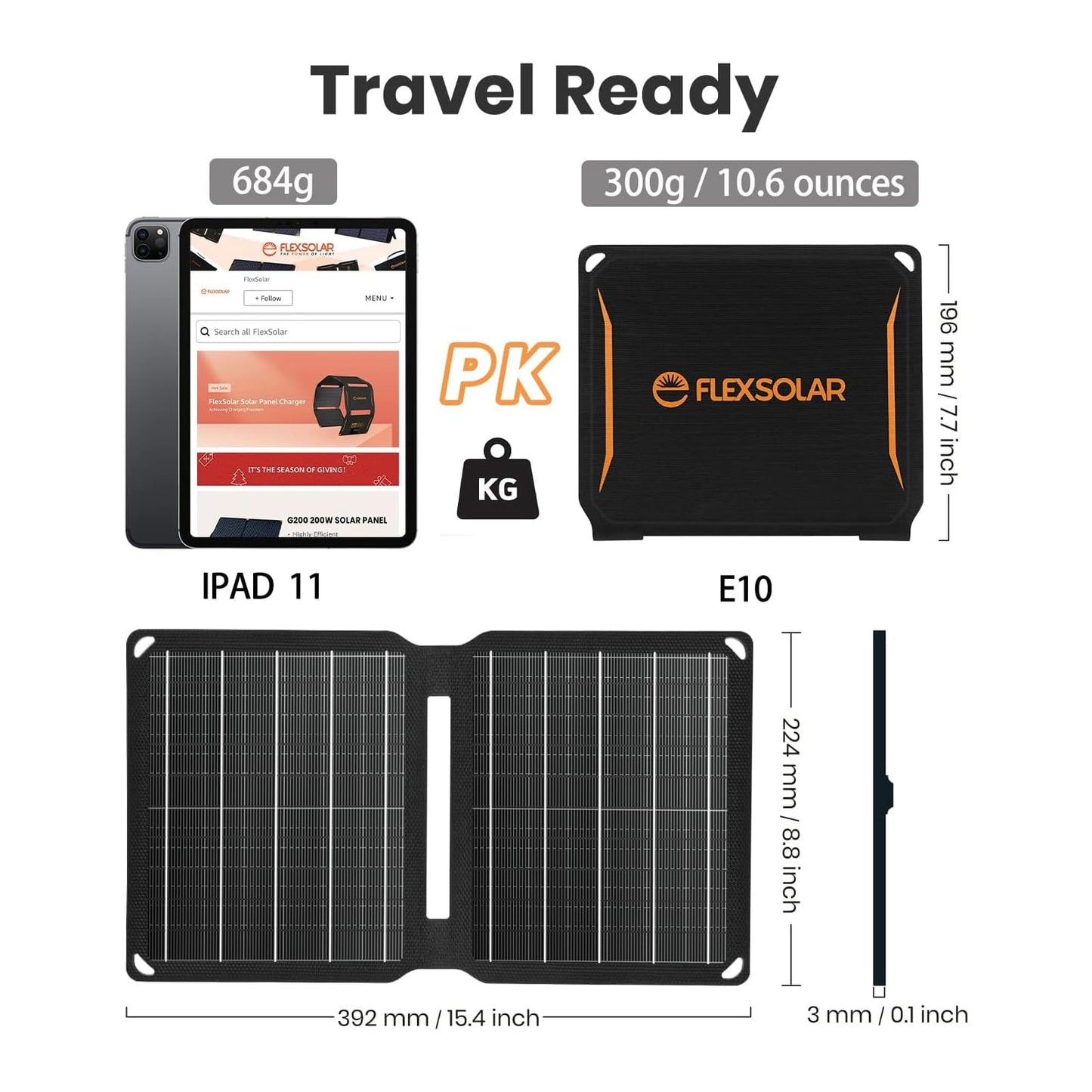 Foldable Waterproof Solar Panel Charger with USB Outputs