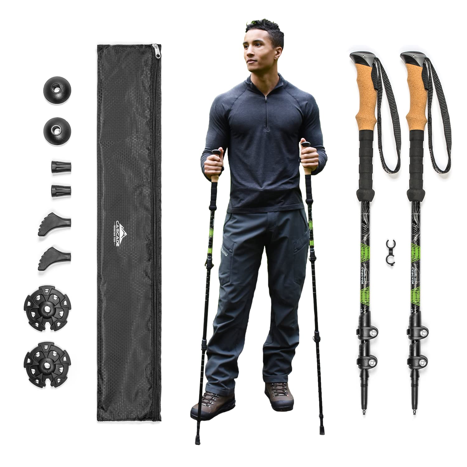 Lightweight Aluminum Trekking Poles with Extended Grip