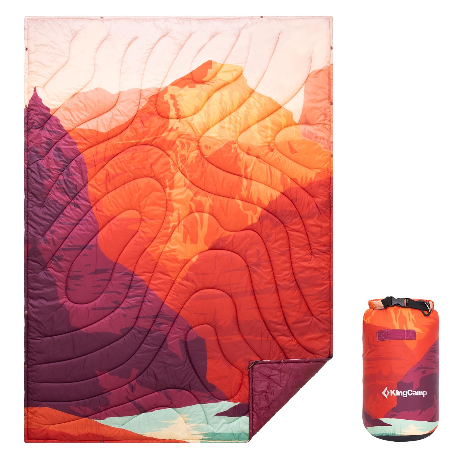 KingCamp Puffy Printed Warm Camping Quilt with Snap Button