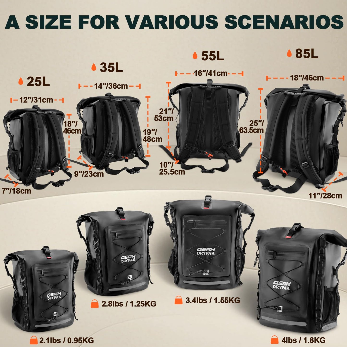 Waterproof Roll-Top Dry Backpack for Hiking & Outdoor Use