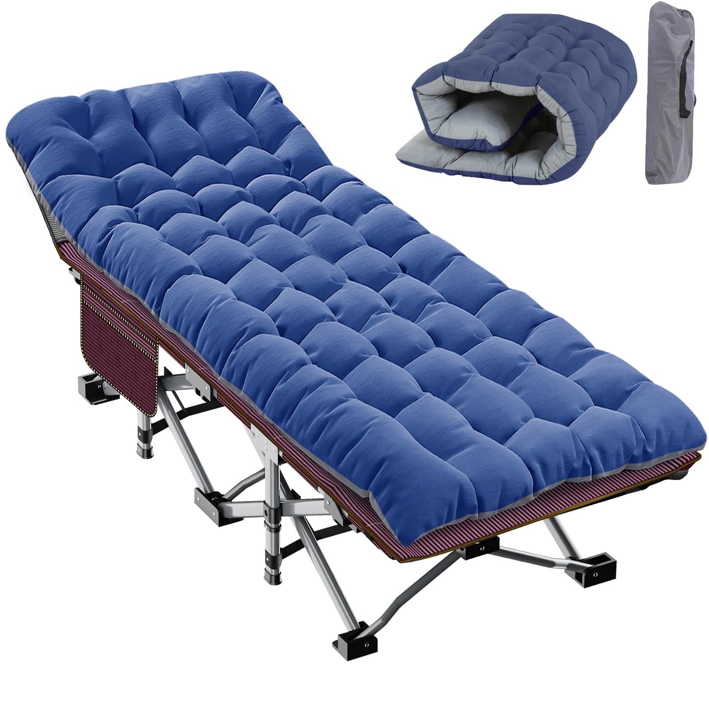 Padded Folding Camping Cot with Carry Bag for Travel