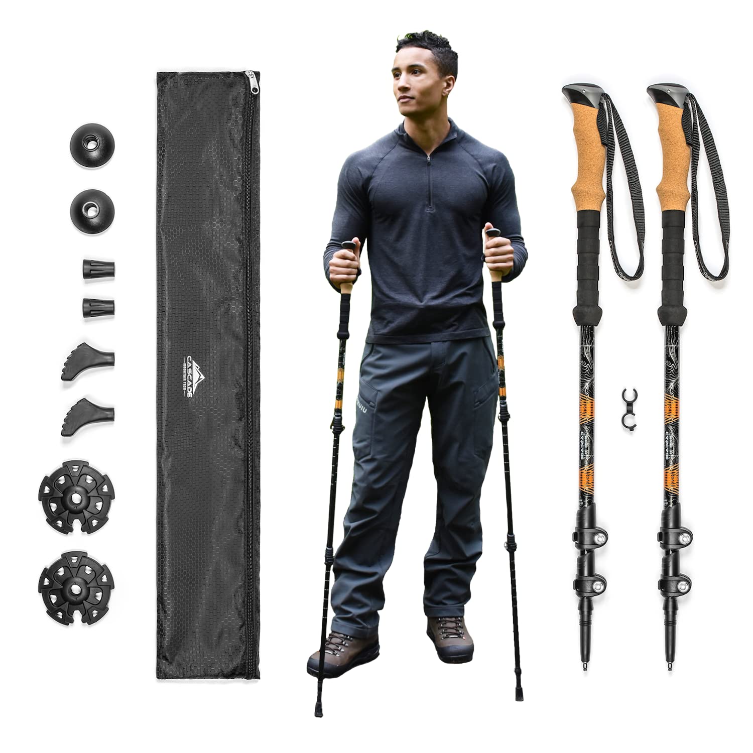 Lightweight Aluminum Trekking Poles with Extended Grip