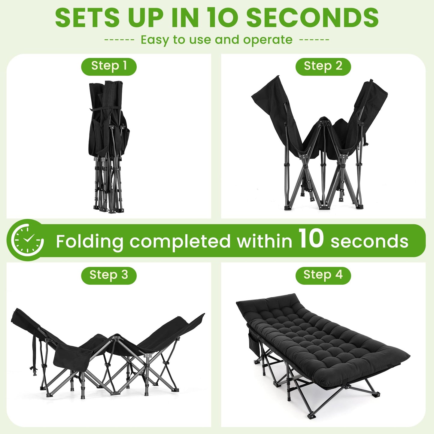 Portable Folding Camping Cot with Mattress and Carry Bag