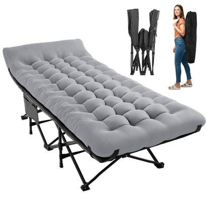 Extra Wide Heavy-Duty Folding Camping Cot with Mattress