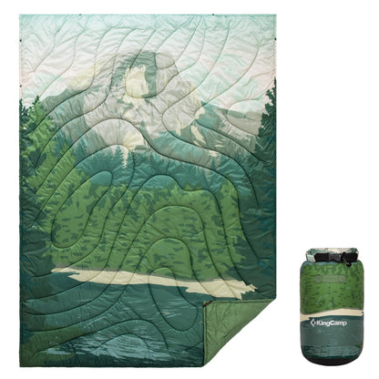 KingCamp Puffy Printed Warm Camping Quilt with Snap Button