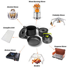 29-Piece Non-Stick Camping Cookware Mess Kit with Utensils