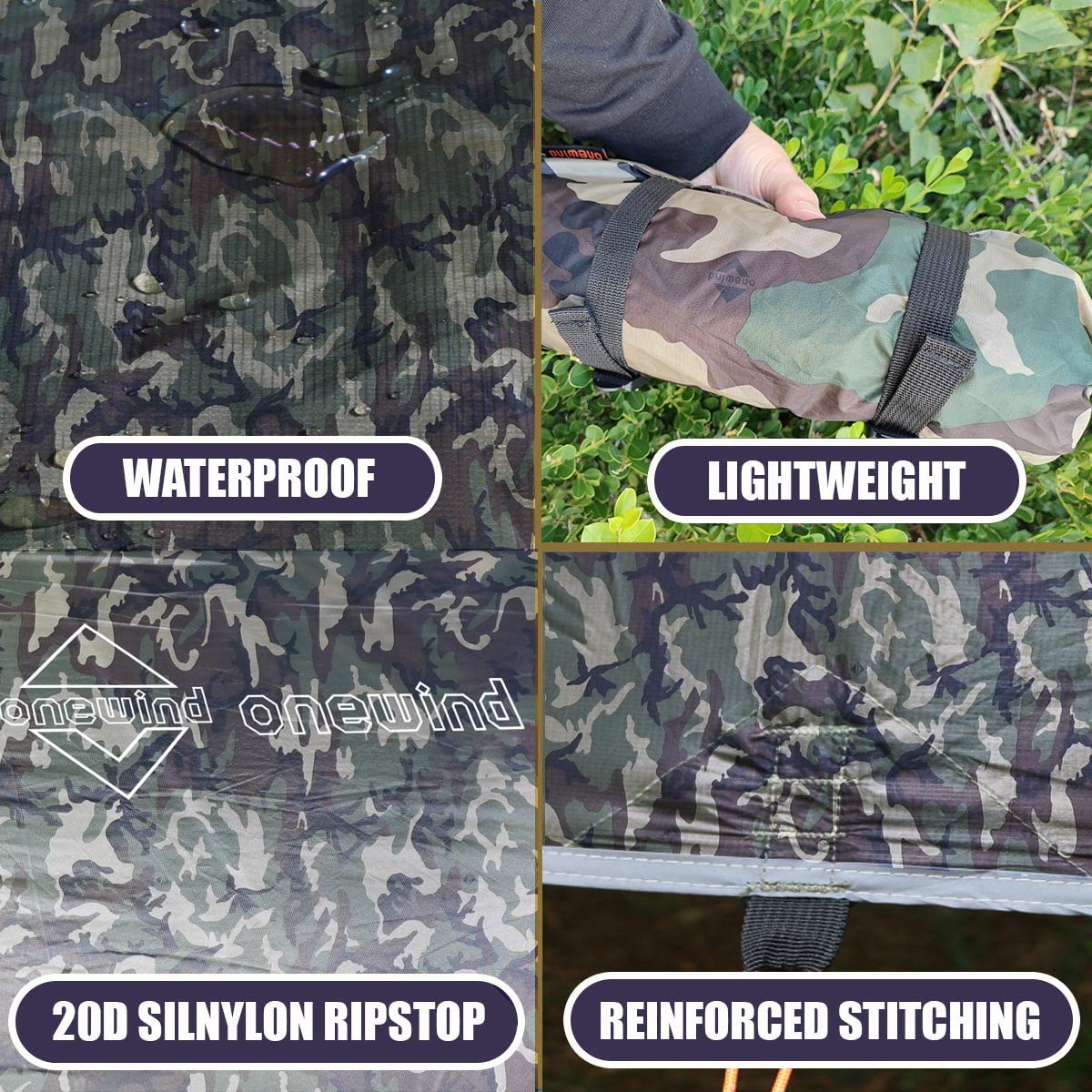 Ultralight Waterproof Hammock Rain Fly Tarp with Doors