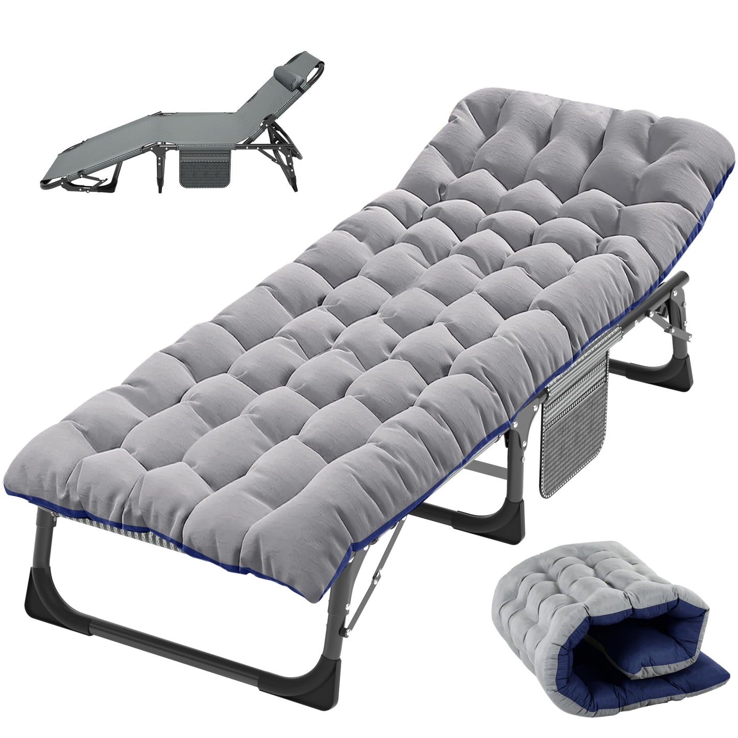 Padded Folding Camping Cot with Carry Bag for Travel