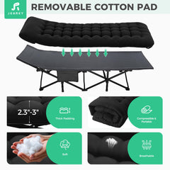 Extra Wide Heavy-Duty Folding Camping Cot with Mattress