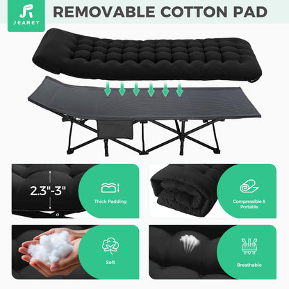 Extra Wide Heavy-Duty Folding Camping Cot with Mattress