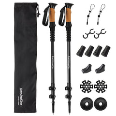 Carbon Fiber Collapsible Trekking Poles with Cork Grips