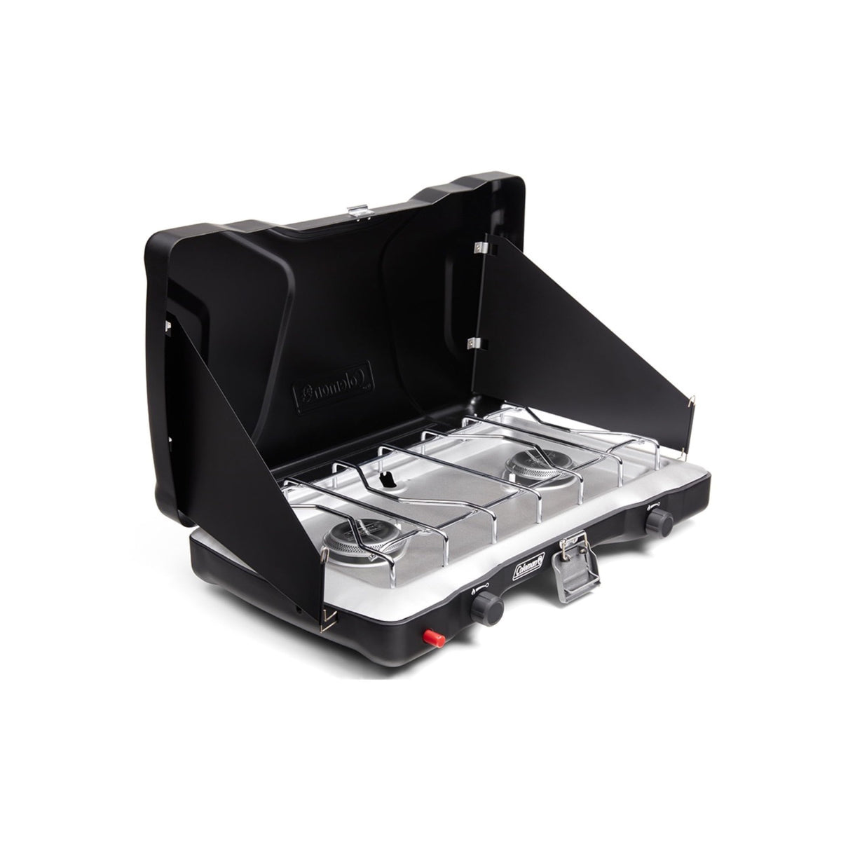 2-Burner Propane Camping Stove with Wind Guards