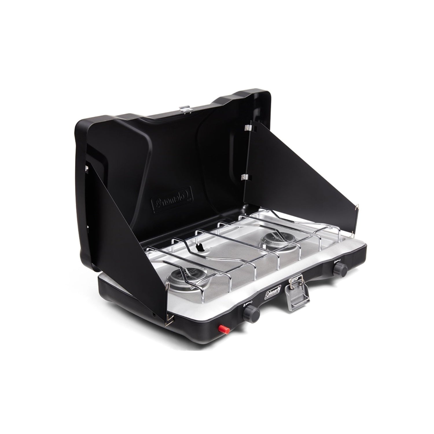 2-Burner Propane Camping Stove with Wind Guards
