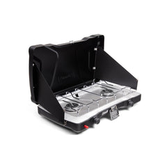 2-Burner Propane Camping Stove with Wind Guards