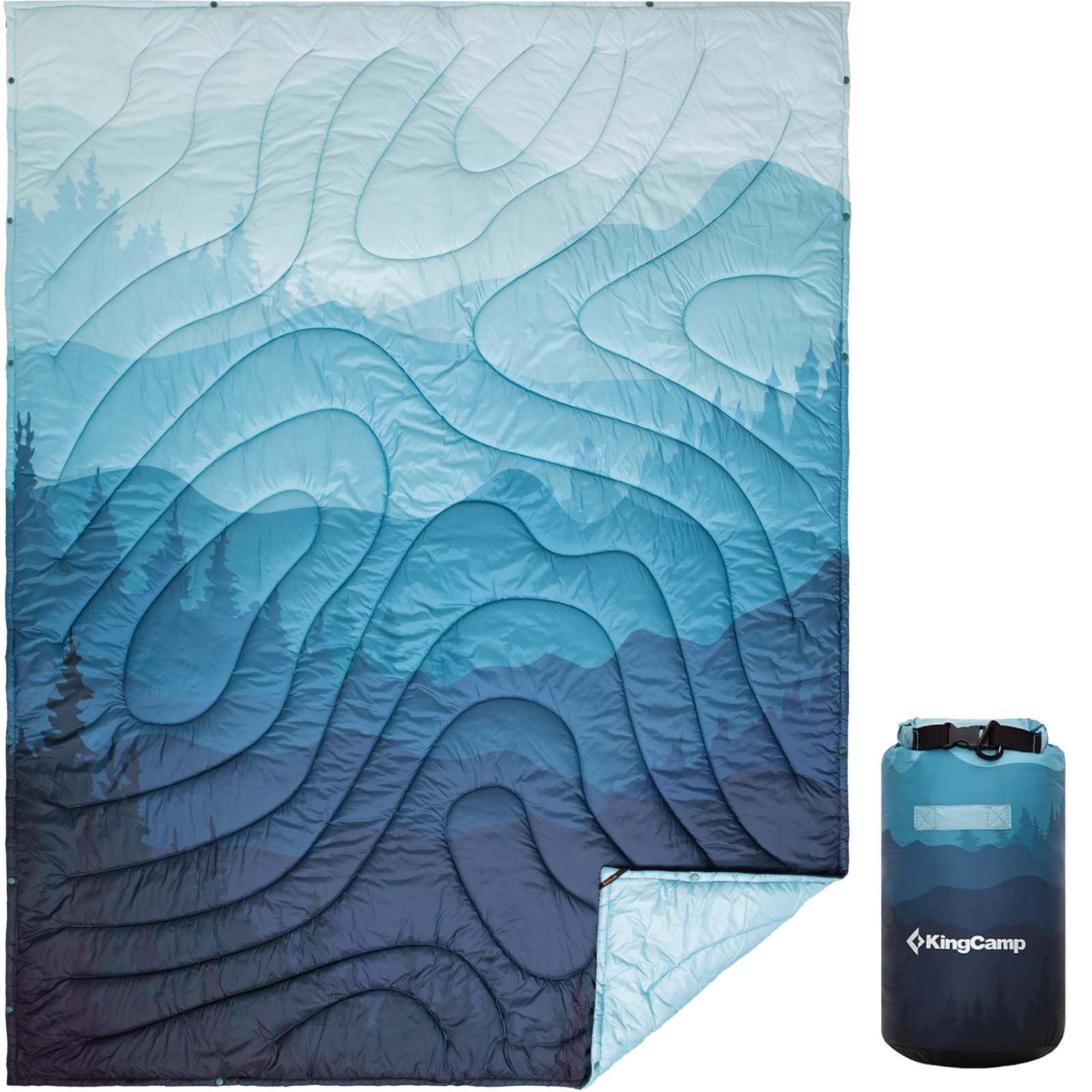 KingCamp Puffy Printed Warm Camping Quilt with Snap Button