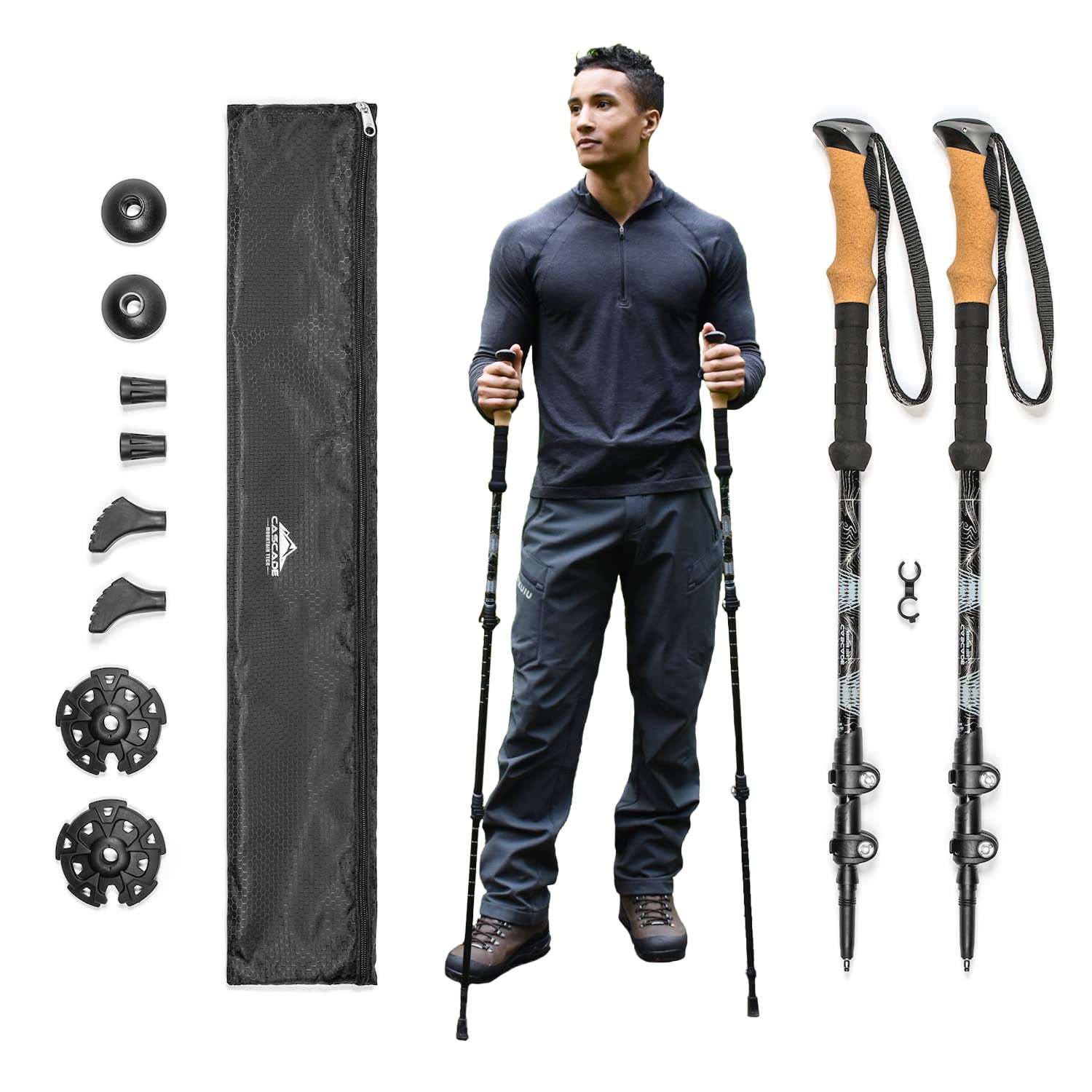 Lightweight Aluminum Trekking Poles with Extended Grip