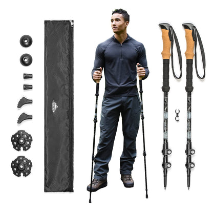 Lightweight Aluminum Trekking Poles with Extended Grip