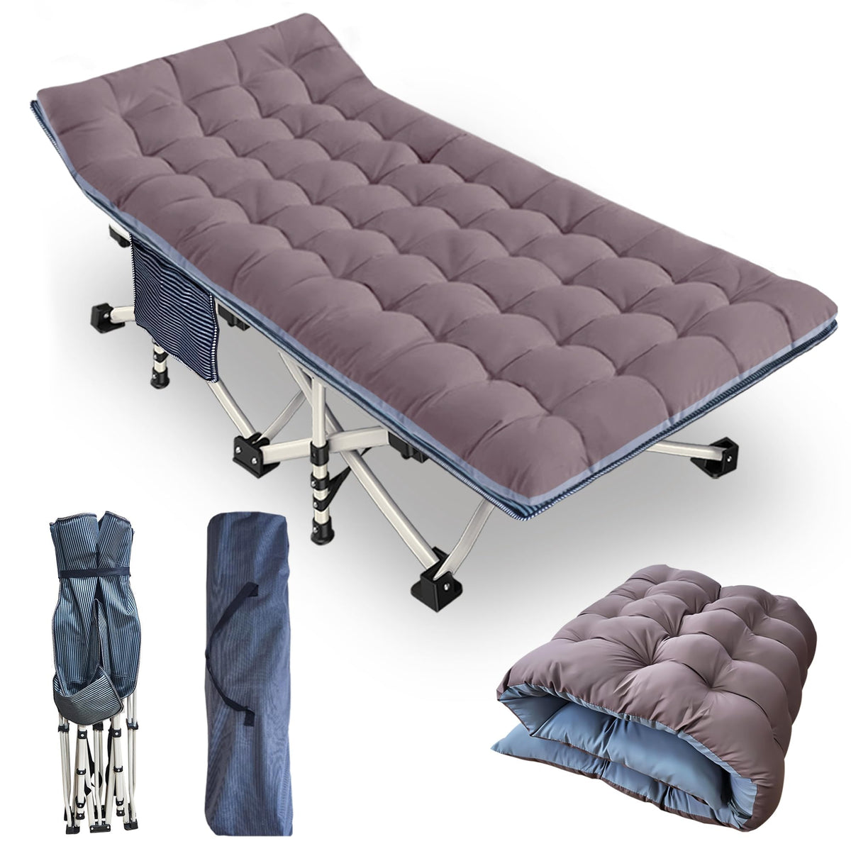 GETOVIN Camping Cot Sleeping Cot for Adults with Mattress Folding Cot