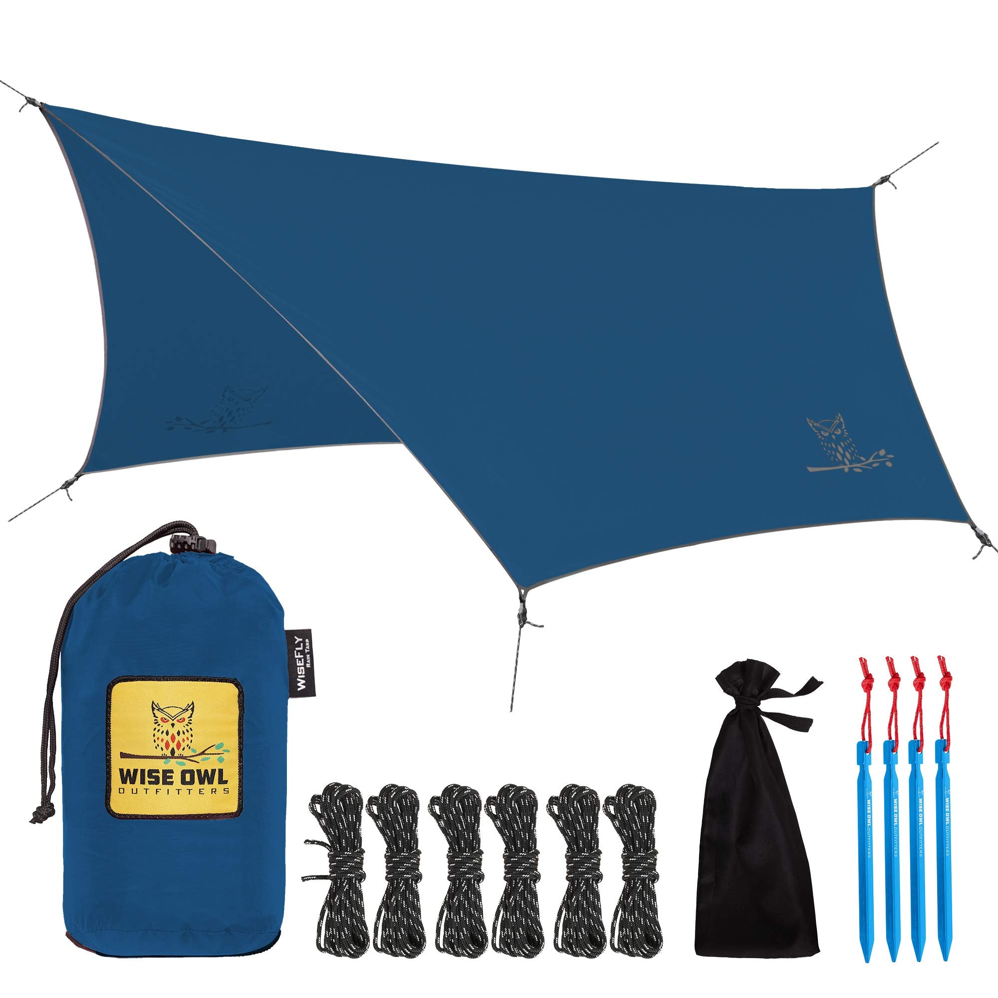 Waterproof Hammock Rain Fly Tarp with Stakes and Bag