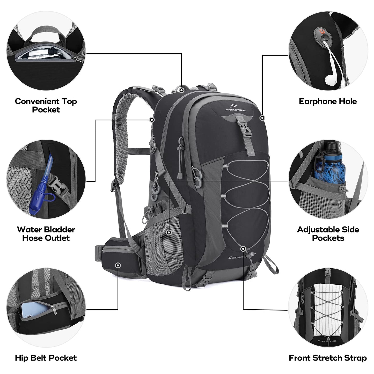 40L/50L Waterproof Hiking Backpack with Rain Cover