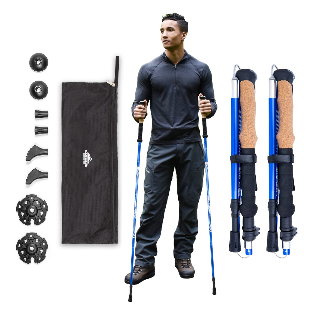 Lightweight Aluminum Trekking Poles with Extended Grip