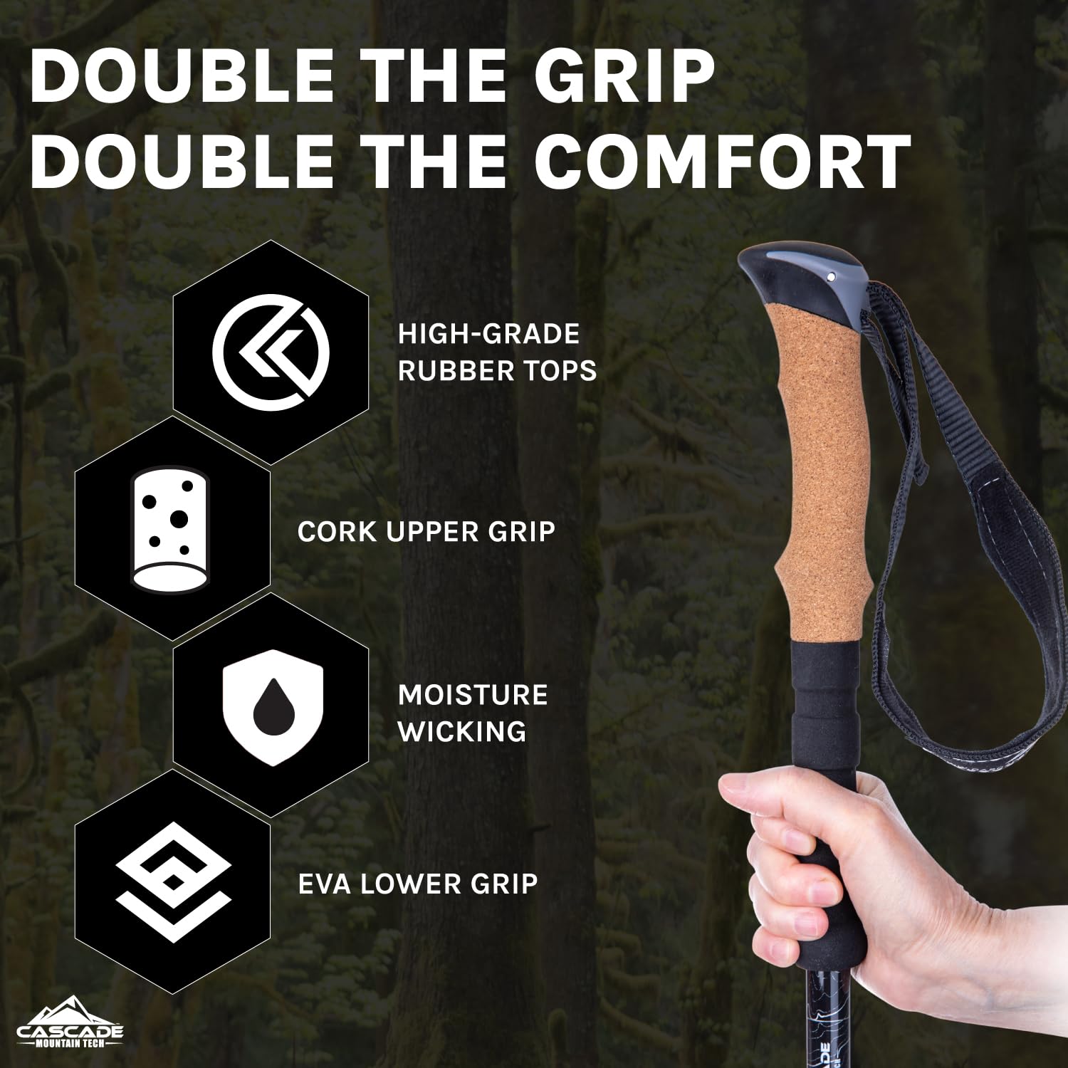 Carbon Fiber Trekking Poles with Quick Adjustable Locks