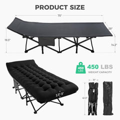 Extra Wide Heavy-Duty Folding Camping Cot with Mattress
