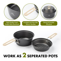 17-Piece Camping Cookware Kit with Pot Pan and Kettle Set