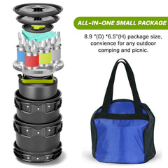 29-Piece Non-Stick Camping Cookware Mess Kit with Utensils
