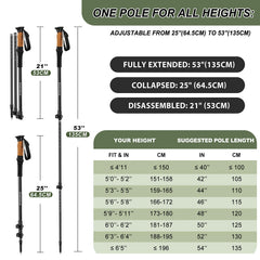 Carbon Fiber Collapsible Trekking Poles with Cork Grips