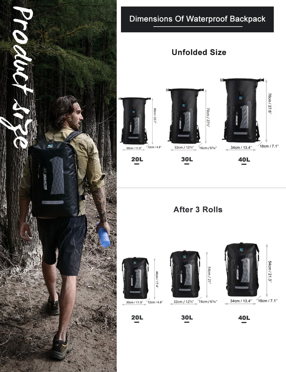 Waterproof Roll-Top Dry Backpack for Hiking & Kayaking