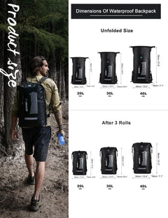 Waterproof Roll-Top Dry Backpack for Hiking & Kayaking