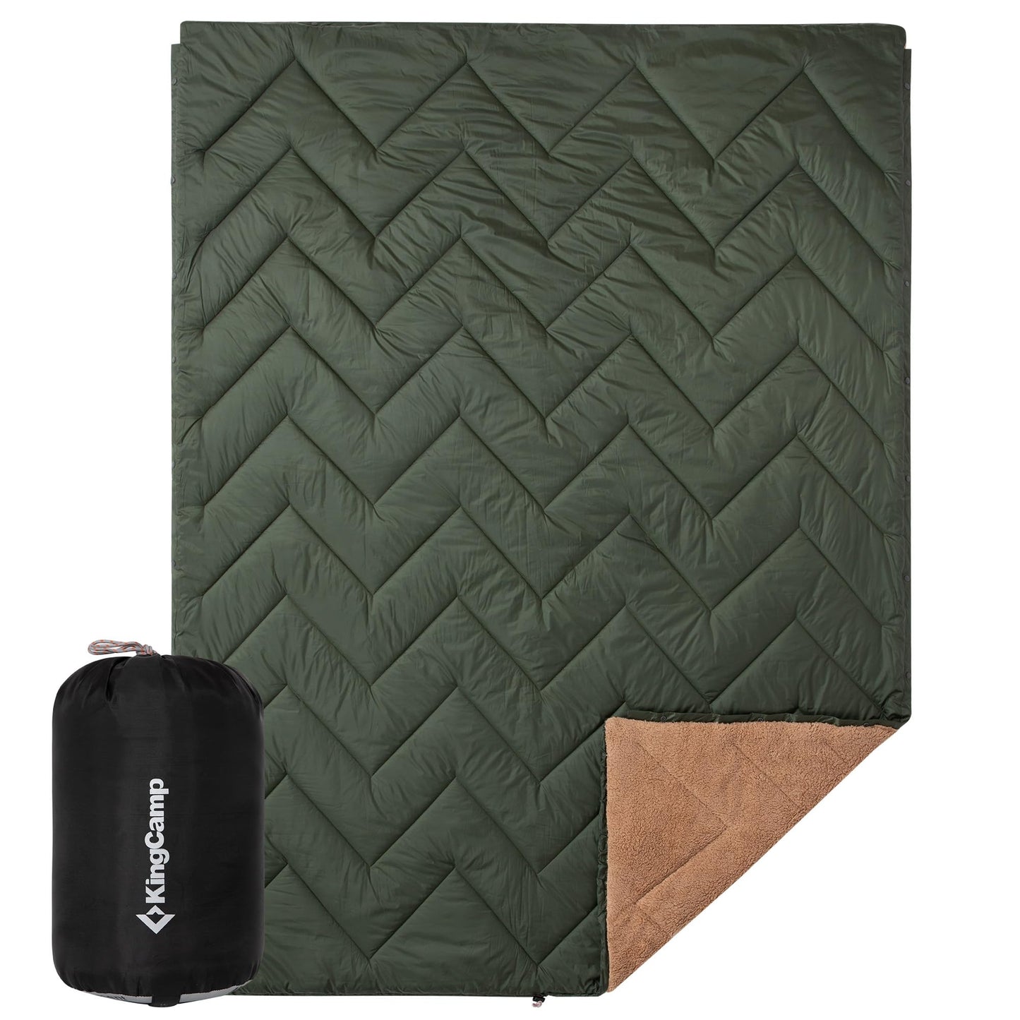 KingCamp Puffy Printed Warm Camping Quilt with Snap Button