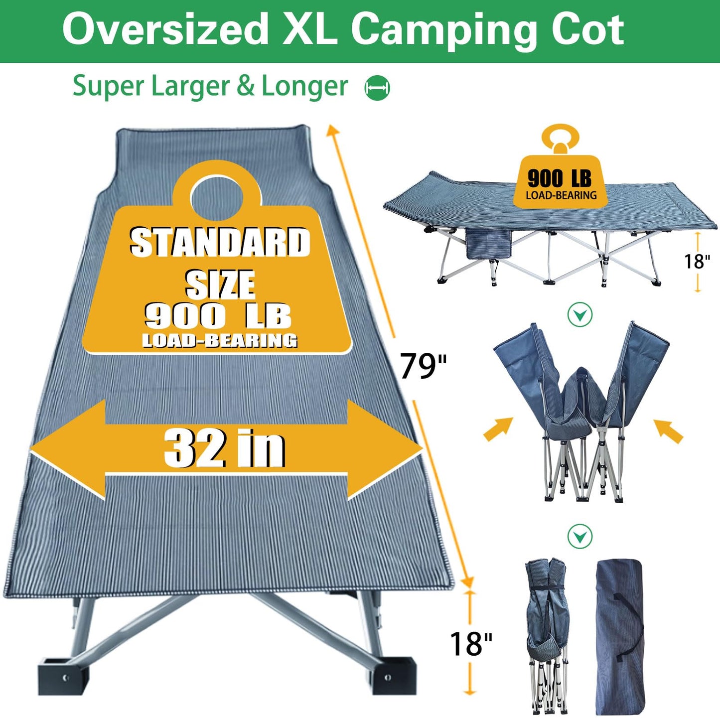 GETOVIN Camping Cot Sleeping Cot for Adults with Mattress Folding Cot