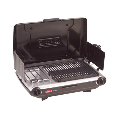 2-in-1 Portable Camping Grill and Stove with Adjustable Burners