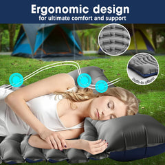2-Person Inflatable Sleeping Pad with Pillow and Foot Pump