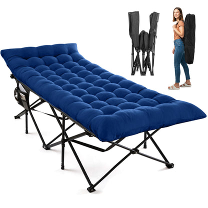 Extra Wide Heavy-Duty Folding Camping Cot with Mattress