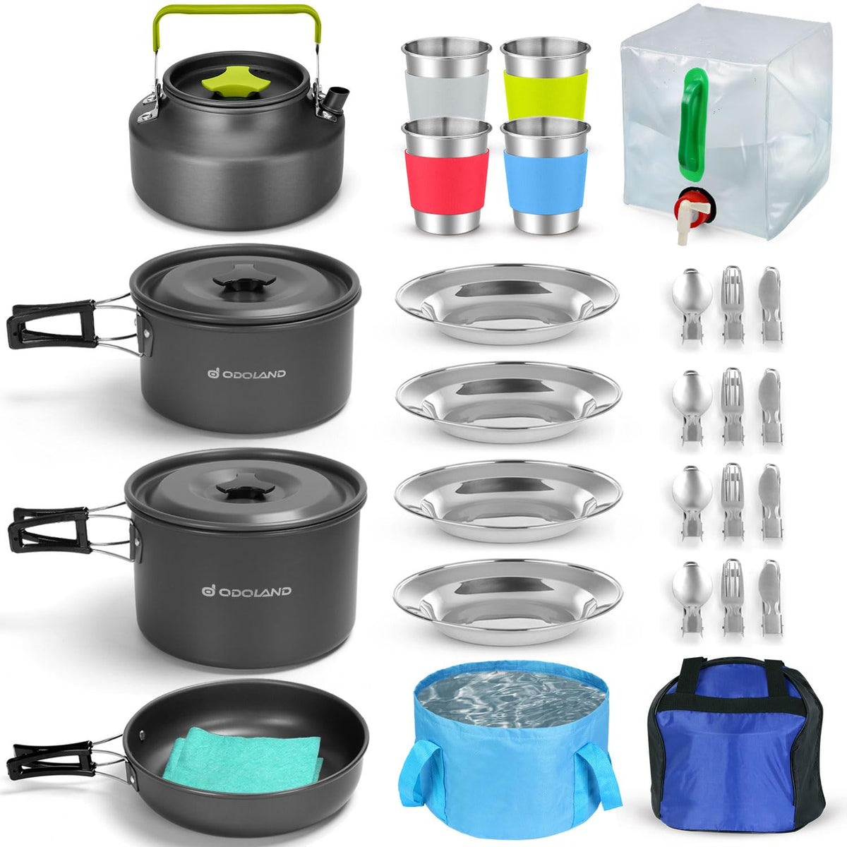 29-Piece Non-Stick Camping Cookware Mess Kit with Utensils