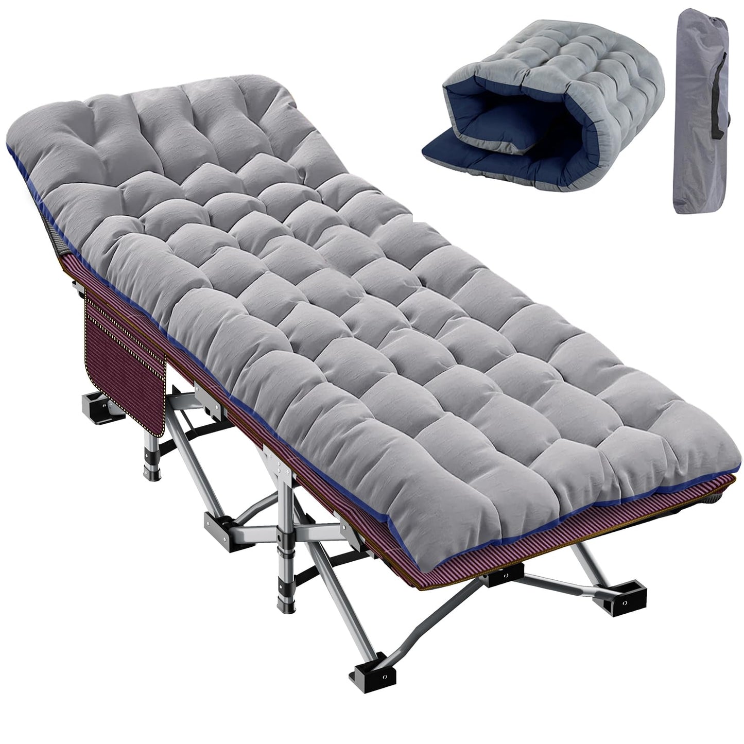 Padded Folding Camping Cot with Carry Bag for Travel