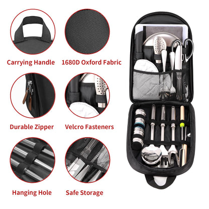 27-Piece Stainless Steel Camping Utensil Set with Organizer