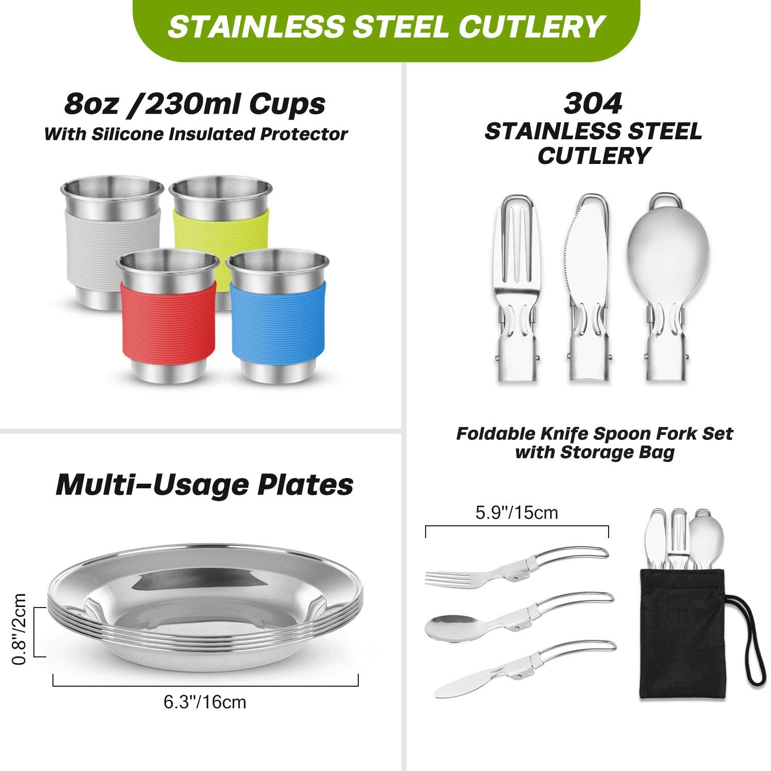 29-Piece Non-Stick Camping Cookware Mess Kit with Utensils