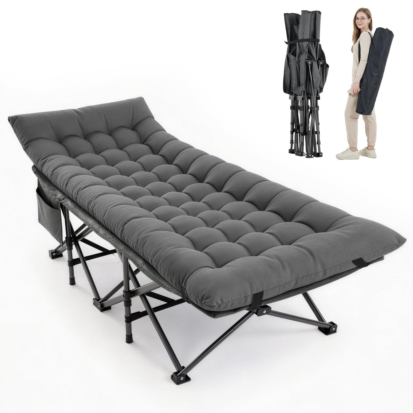 Portable Folding Camping Cot with Mattress and Carry Bag