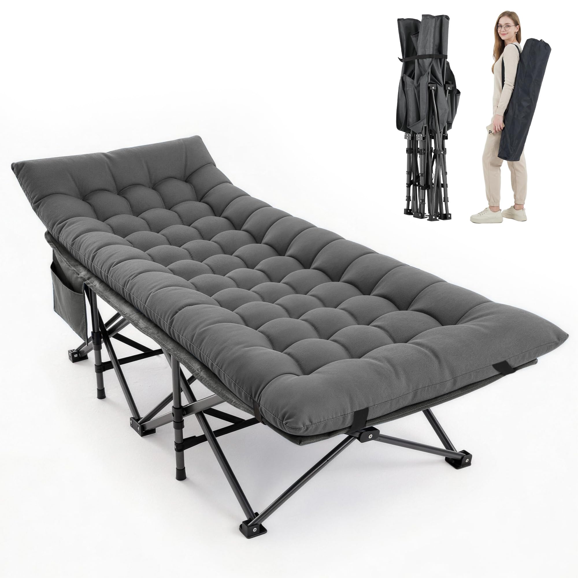 Portable Folding Camping Cot with Mattress and Carry Bag