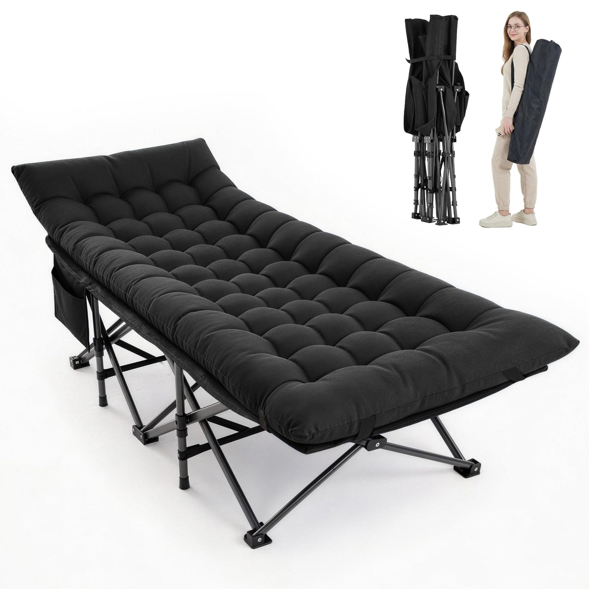 Portable Folding Camping Cot with Mattress and Carry Bag