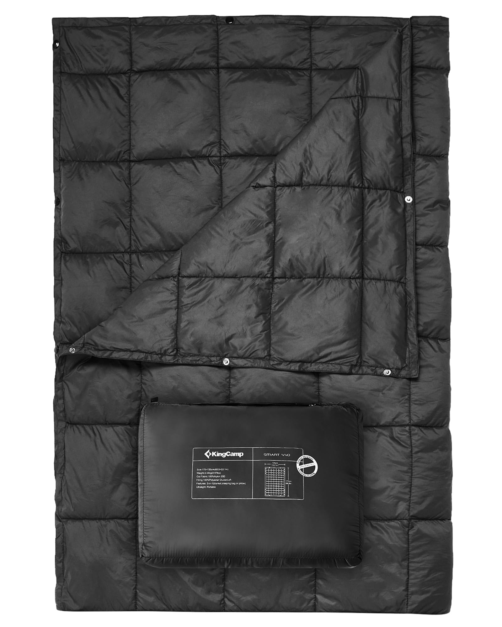 KingCamp Puffy Printed Warm Camping Quilt with Snap Button