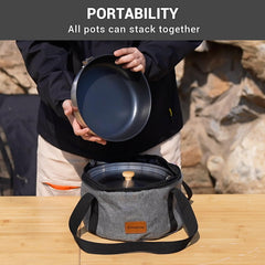 Stainless Steel Camping Cookware Set with Pots Pan and Kettle
