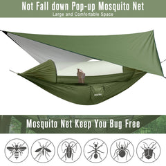 2-Person Camping Hammock with Bug Net and Rain Fly Tarp