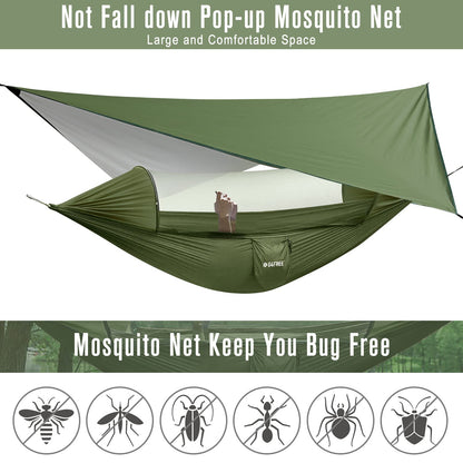2-Person Camping Hammock with Bug Net and Rain Fly Tarp
